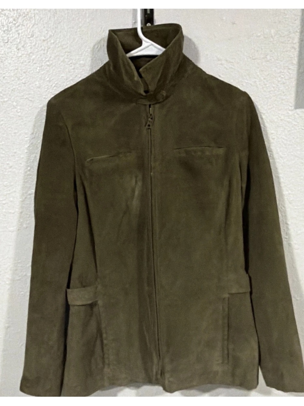 Vintage Y2K Eddie Bauer Olive Green Suede Jacket - Women's Casual Leather Coat - Picture 10 of 13